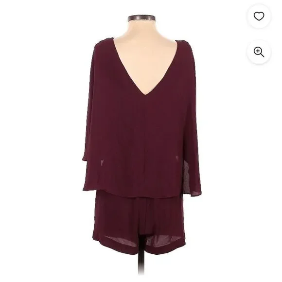 BCBGMAXAZRIA "Carie" Burgundy Short Romper - Picture 4 of 10